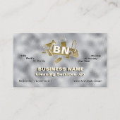 銀エレガント金箔清掃業モダン務 名刺 (正面)