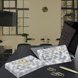 銀エレガント金箔清掃業モダン務 名刺