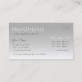 銀エレガント鏡フォントとモノグラムスタイリッシュ 名刺 (裏面)