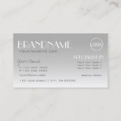 銀エレガント鏡文字ロゴ付きモダン 名刺 (裏面)