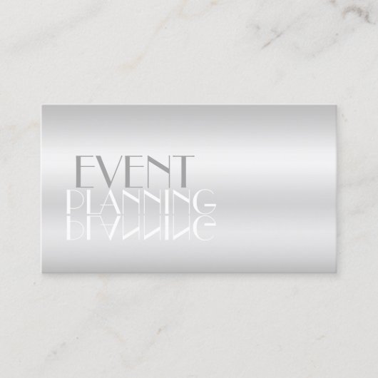 銀エレガント鏡文字写真付きモダン 名刺 (正面)