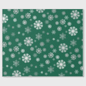 銀エレガント雪片グリーンラッピング紙 ラッピングペーパー (フラット)