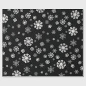 銀エレガント雪片ブラックラッピング紙 ラッピングペーパー (フラット)