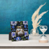 銀エレガント青ホワイトレトロエレガント花模様 フォトプラーク (インサイチュ)