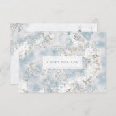 銀エレガント青大理石ギフト証明書カード (正面/裏面)