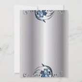 銀エレガント青結婚式招待状 招待状 (裏面)