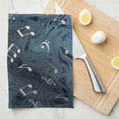 銀エレガント音符 キッチンタオル (四つ折り)