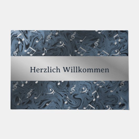 銀エレガント音符 ドアマット (正面)