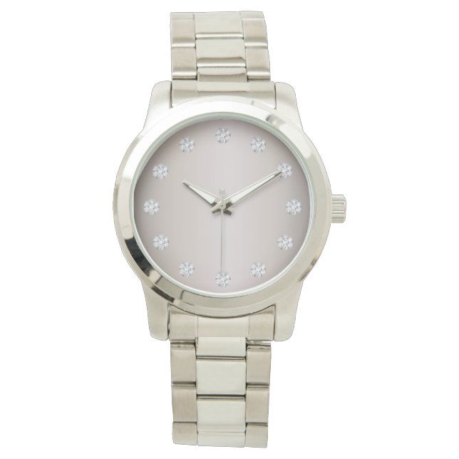 銀エレガント顔及びダイヤモンド 腕時計 (正面)