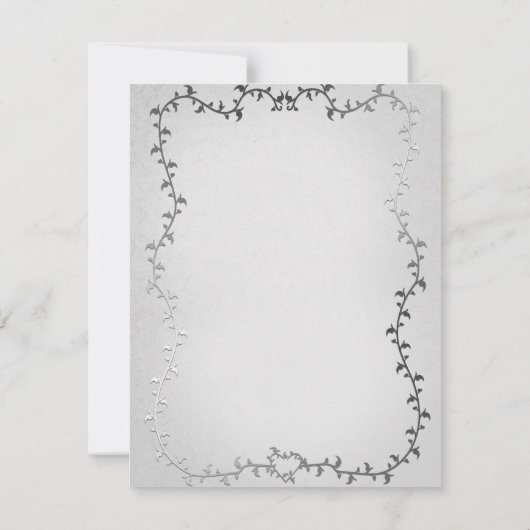 銀エレガント馬車ストーリーブックウェディングRSVP 招待状 (裏面)