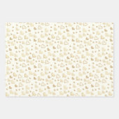 銀エレガント黄ヴィンテージハートパターン ラッピングペーパーシート (正面2)