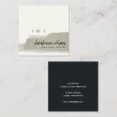 銀エレガント黒フェイク筆の筆跡 スクエア名刺 (正面/裏面)