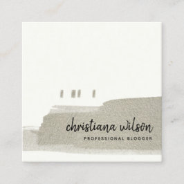 銀エレガント黒フェイク筆の筆跡 スクエア名刺