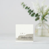 銀エレガント黒フェイク筆の筆跡 スクエア名刺 (スタンド正面)