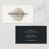 銀エレガント黒フェイク筆の筆跡 名刺 (正面/裏面)