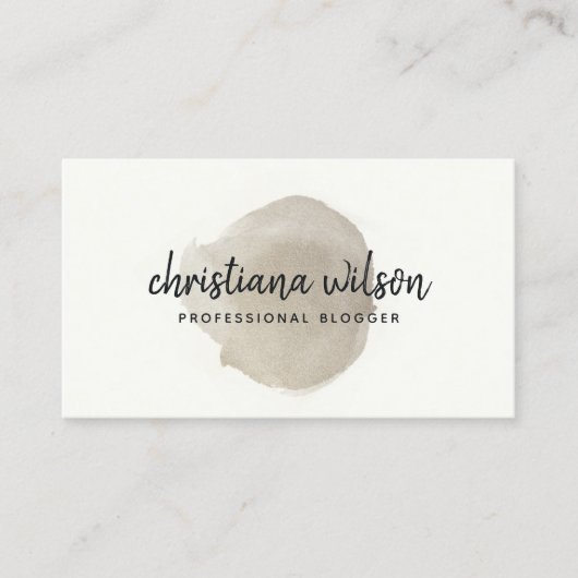 銀エレガント黒フェイク筆の筆跡 名刺 (正面)