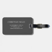 銀エレガント黒モノグラムの名パーソナライズされた ラゲッジタグ (裏面横)