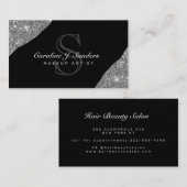 銀エレガント黒一文字メイクアーティスト 名刺 (正面/裏面)