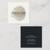 銀エレガント黒刷毛筆跡 スクエア名刺 (正面/裏面)