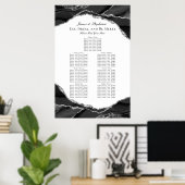 銀エレガント黒瑪瑙の結婚座席表 ポスター (ホームオフィス)
