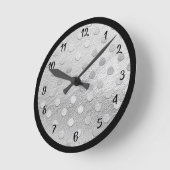 銀エレガント黒色金属装飾 ラウンド壁時計 (傾斜)