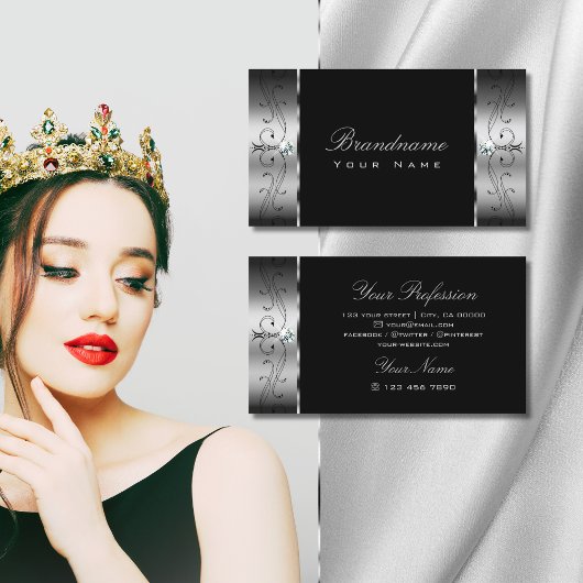 銀エレガント黒角の宝石装飾品 名刺