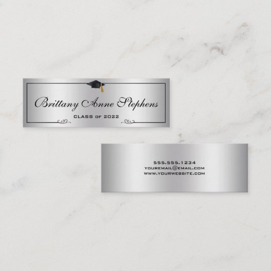 銀エレガント2目盛キャップ名刺挿入 コーリングカード (正面/裏面)