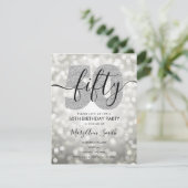 銀エレガント50モダン歳の誕生日パーティー 招待状 (スタンド正面)