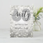 銀エレガント60モダン歳の誕生日パーティー 招待状 (スタンド正面)