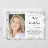 銀エレガント70誕生日 招待状 (正面)