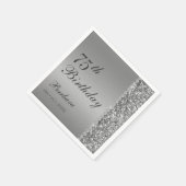 銀エレガント75誕生日 スタンダードカクテルナプキン (角)