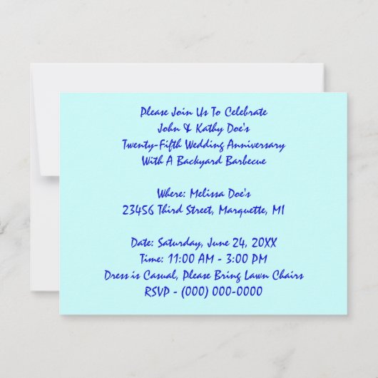 銀カジュアル創立25周年記念招待状 招待状 (裏面)