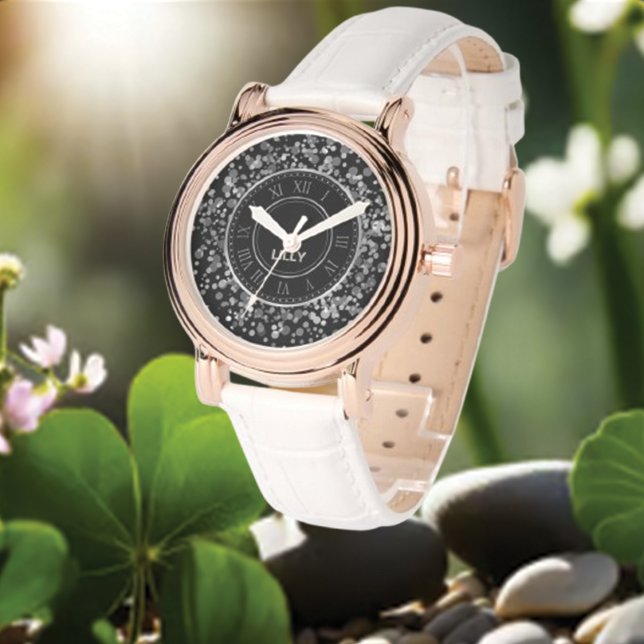 銀カスタマイズブラシ仕上げ金属グリッター 腕時計 (クリエイターアップロード済み)