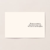 銀カスタマイズ箔悔やみや弔慰カード 箔カード (内部)