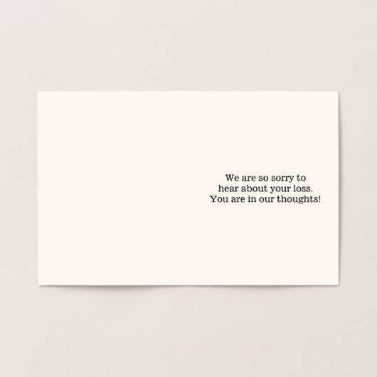 銀カスタマイズ箔悔やみや弔慰カード 箔カード (内部)