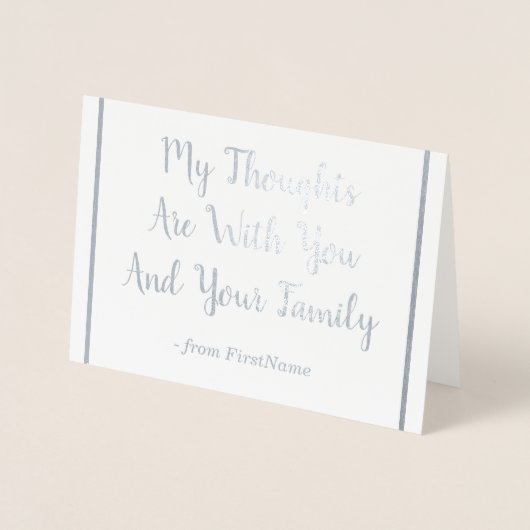 銀カスタマイズ箔悔やみや弔慰カード 箔カード (正面)