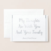 銀カスタマイズ箔悔やみや弔慰カード 箔カード (封筒付き正面)