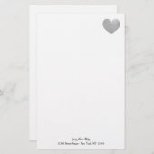 銀カスタムグリッターハート付き文具紙 便箋 (正面/裏面)