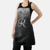 銀カスタムグリッターブラックスパークルモノグラム エプロン (インサイチュ)