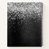 銀カスタムグリッターブラックスパークルモノグラム ノートブック (裏面)