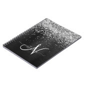 銀カスタムグリッターブラックスパークルモノグラム ノートブック (左側)