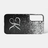 銀カスタムグリッターブラックスパークルモノグラム SAMSUNG GALAXYケース (裏面横)