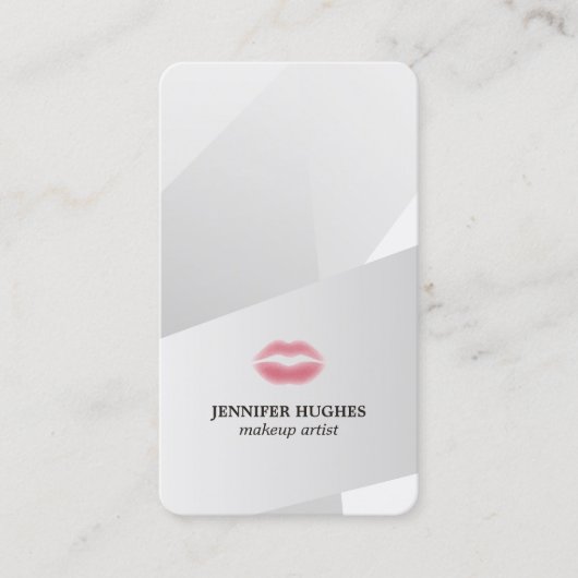 銀カッコいいエレガント幾何メイクアップアーティスト 名刺 (正面)