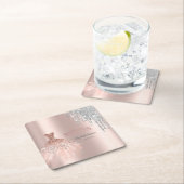 銀カッコいいグリッタードリップス、ドレスバラ金ゴールド スクエアペーパーコースター (インサイチュ)