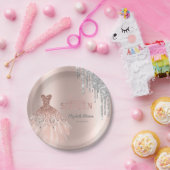 銀カッコいいグリッタードリップス、ドレスバラ金ゴールド ペーパープレート (パーティー)