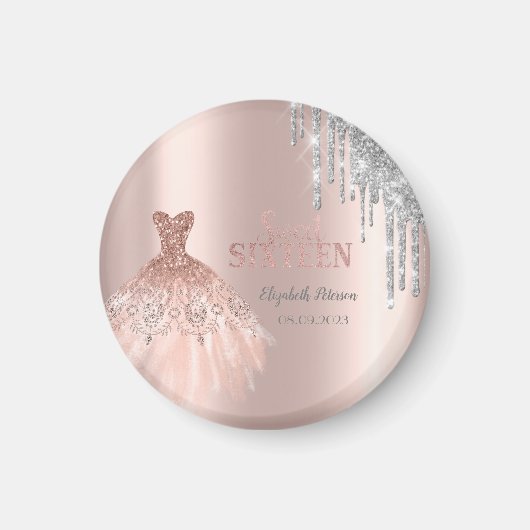 銀カッコいいグリッタードリップス、ドレスバラ金ゴールド マグネット (正面)