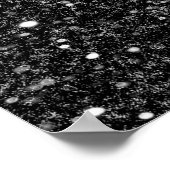 銀カッコいいグリッター効果輝くトレブルクレフ、 音符記号 ポスター (角)