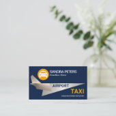 銀カッコいいジェット飛行機空港タクシー運転手 名刺 (スタンド正面)