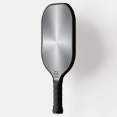 銀カッコいいブラシ仕上げ金属デザインパーソナライズされた文字 ピックルボールラケット (左)