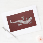 銀カッコいい金属効果トカゲ赤い白いドット 長方形シール (封筒)